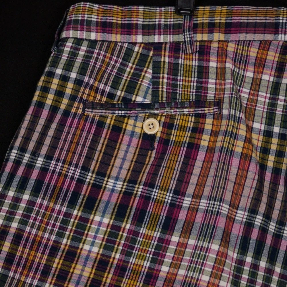 Polo Ralph Lauren Shorts Mens 42 Multi Plaid Vintage Madras Cotton Flat‎ Front